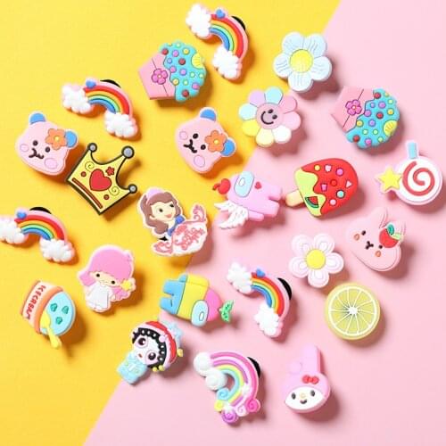 10pcs Cartoon Food Removable PVC Croc Charms Soft Glue Buckle Garden Hole Shoes Decorations Accessories for Crocses Shoe Charms