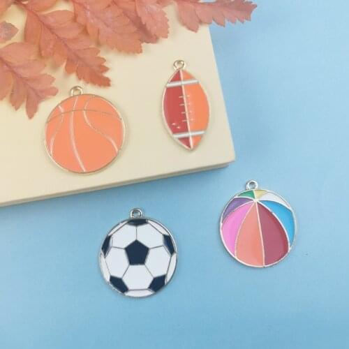 10pcs Sports Football Basketball Rugby Enamel Charm For Jewelry Making Earring Pendant Bracelet And Necklace Charms