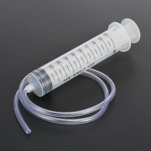 100ml small screw-top plastic syringe with 80 cm long flexible transparent plastic tube for measuring nutrition