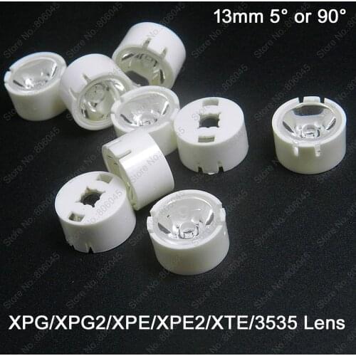 10x 5 Degree or 90 Degree 13mm Plastic PC LED Lens Clear / Beaded Surface for CREE XPE XPE2 XPG XPG2 XTE Epiled 3535 LED Emitter