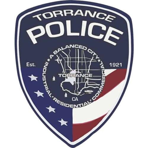 13cm x 10.5cm for Patch Torrance Police Department Occlusion Scratch Windows Car Sticker Decal for Anime Motorcycle