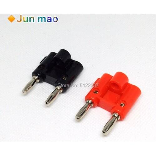 2 Pcs/ Lot Double Row 4mm Banana Plug Connector 4mm Speaker Plug Adapter Two-position Audio Plug Lantern Cross Plug Connector