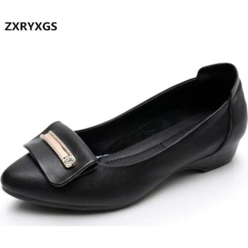 2020 New Spring Fashion Rhinestone Genuine Leather Shoes Woman Pointed Elegant Women Flat Shoes Non-slip Comfort Casual Shoes