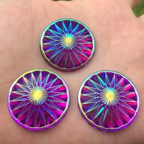 30mm Flatback stones and crystals Resin Round Rhinestone trim DIY Wedding decoration Button 32pcs/lot -E791