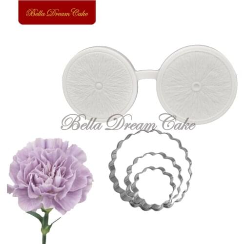 4pcs/set Carnation Petal Veiner Silicone Molds Stainless Steel Cutter Mould Fondant Cake Decorating Tool DIY Handmade Cake Mold