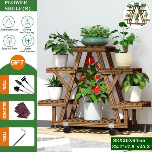 4 Tiers Wooden Flower Rack Plant Stand Multi Flower Stand Shelves Bonsai Display Shelf 114x25x91cm for Yard Garden Patio Balcony