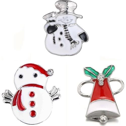 5pcs/lot New Santa Claus Snowman metal Snap Button Jewelry 18mm Snap Buttons fit Snap Bracelet Bangles Button Jewelry