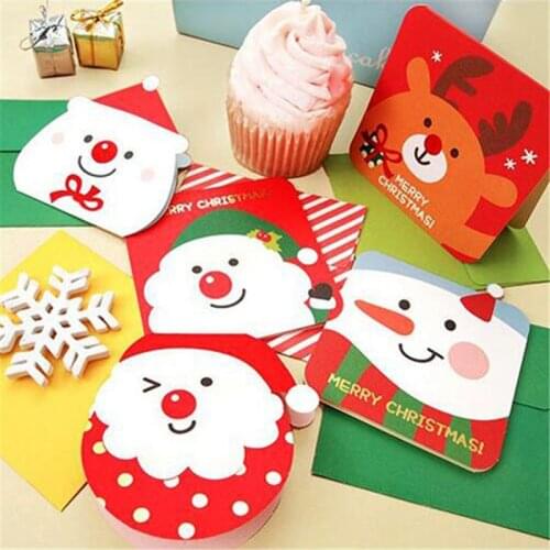 9sets Mixed Patter Christmas Thank You Cards DIY Santa Claus Greeting Cards With Envelope Mini Postcards For Xmas New Year Gift