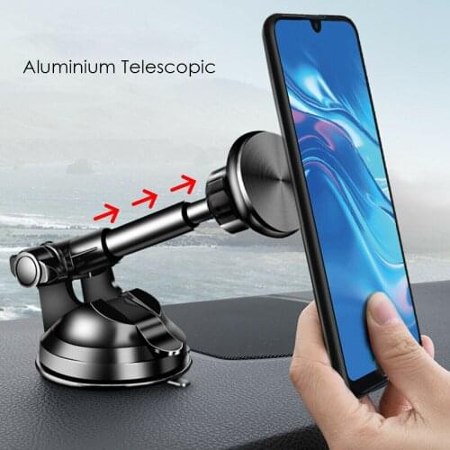 Car Phone Holder Car Phone Holders Universal Windscreen Dashboard Mount Magnetic Stand Telescopic Arm For iPhone Xiaomi