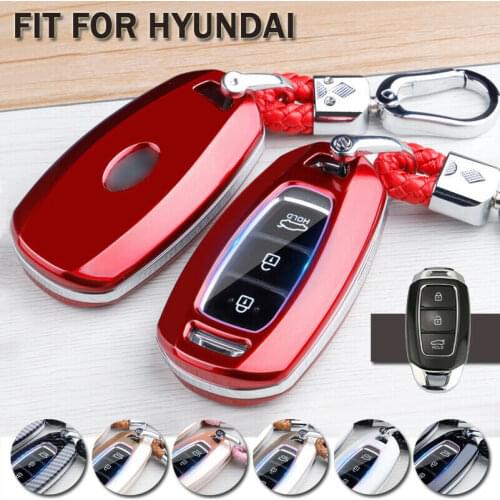 Carbon Fiber ABS Smart Car Key Fob Case Cover Keychain Holder For Hyundai Santa Fe/Veloster Palisade Accent Kona Electric Nexo