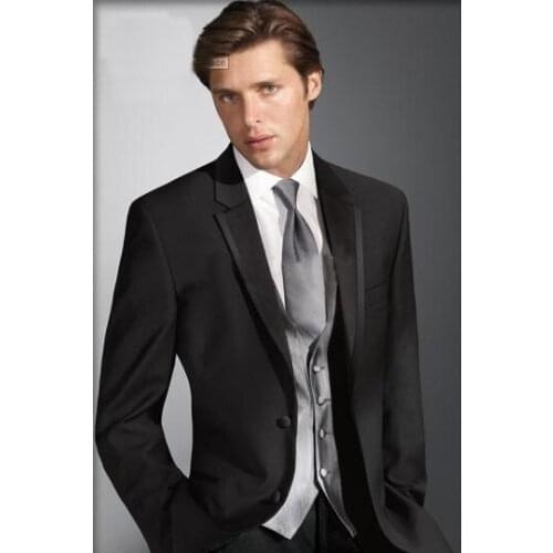 Black Business Men Suits Custom Made, Bespoke Classic Black Wedding Suits For Men, Tailor Made Groom Suit WOOL Tuxedos For Men