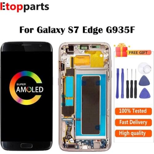 For SAMSUNG S7 Edge LCD G935 G935F SM-G935F LCD Display With Touch Screen Digitizer Glass Panel Assembly + Frame
