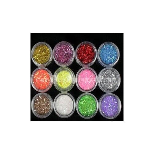 Laser powder 12 colors Top Grade Nail Craft Square Acrylic Glitter Powder For Nail Beauty DIY Factory Directly =AUF102