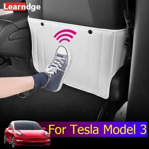 Learndge For Tesla Model 3 Interior Protection Accessories Car Seat Back Anti Kick Pad Wear-proof Anti-Dirty Leather Material