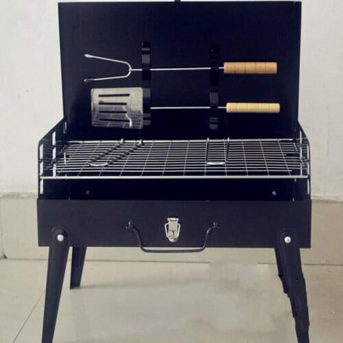 2017 Limited Promotion Black 3-5 People Not Coated Cast 3c Outdoor Bbq Suitcase Grill Portable Accessories Camping Supplies