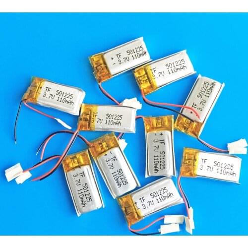 10 pcs 3.7V 110mAh 501225 lipo lithium polymer rechargeable battery for MP3 GPS bluetooth headset video pen digital productors