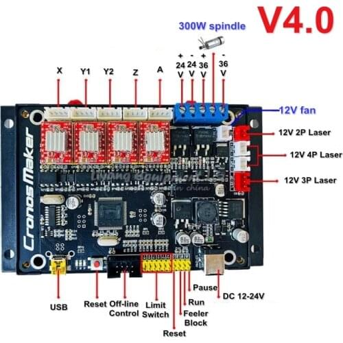 DIY GRBL 4 axis motherboard v4.0 for desktop CNC router drawing laser engraving machine plotter with USB line support 300W spind