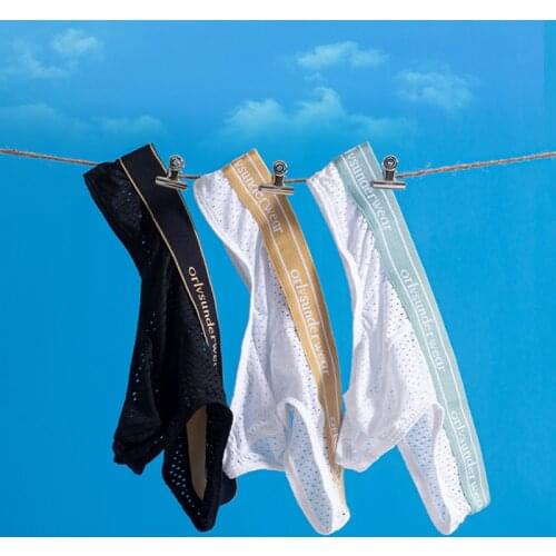 ORLVS Sexy Underwear Jockstrap Men Cotton Mens Thong Mesh Gay Man Underpants Low Waist Thongs Cueca Tanga Sissy New OR6105