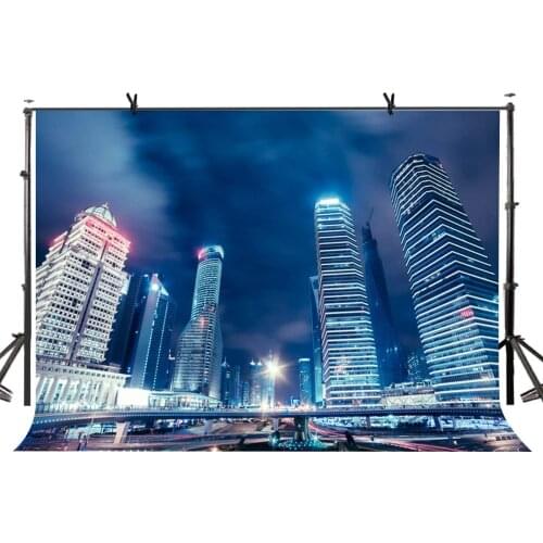 7x5ft City Night Backdrop City Buildings Neon Photography Background and Studio Photography Backdrop Props