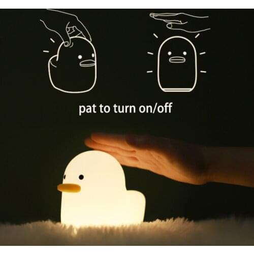 Cute Duck Night Light LED Silicone Soft Touch Sensor Animal USB Rechargeable Baby Children Bedroom Decorative Touch Night Lamp