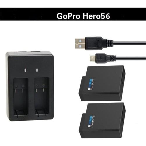 New For GoPro Hero 5 6 7 Battery Charger GoPro Camera AHDBT For Gopro 8 Accessories Original Battery Pack Dual Charger Clownfish