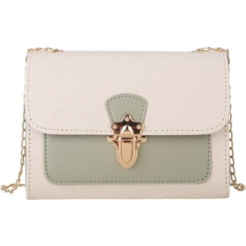 The New Type of Womens Chain with Lock, Single Shoulder and Cross-slung Small Square Bag, Fashion Embossed Bag