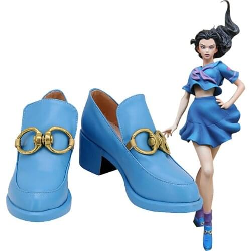 Yukako Yamagishi Shoes Cosplay JoJos Bizarre Adventure Yukako Yamagishi Cosplay Boots Blue Shoes