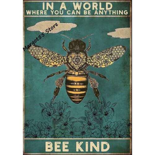 Retro Metal Tin Sign Kind Posters Floral Art Posters of Bees Art Posters On The Wall Plaque Vintage for farmhouse kitchen cafe