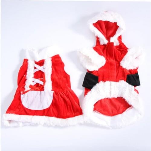 Pet Christmas Clothes Outwear Coat Apparel Puppy Dog Santa Claus Costume Hoodie Dog Clotings