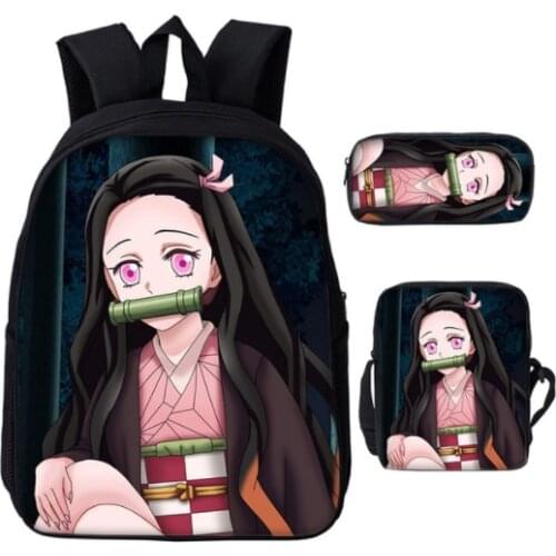 Anime Student Backpack Demon Slayers Blade Backpack Stove Door Nidouzi School Bag Backpack Satchel Pen Bag Customized Pictures