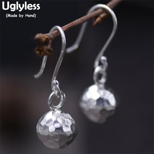 Uglyless Real 925 Sterling Silver Designer Uneven Lunar Surface Balls Earrings Women Simple Fashion Handmade Brincos Fine Bijoux
