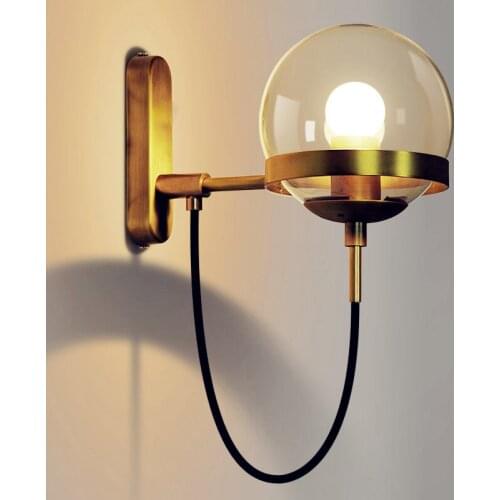 Nordic Modern LED Wall Lamp Bathroom Bedroom Copper Glass Ball Vintage Wall Lights Wandlamp Sconces Arandela LED Stair Light