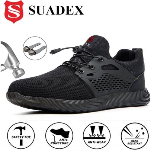 SUADEX Safety Shoes Breathable Mens Work Shoes Anti-smashing Industrial Steel Toe Cap Sneakers Puncture Proof Plug Size 36-48