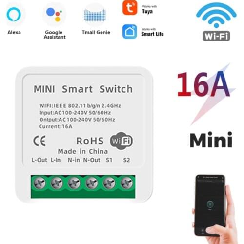 Tuya Wifi Smart Light Switch Module, Smart Home Automation DIY Breaker Supports 2 Way Control, Work With Alexa Google Home