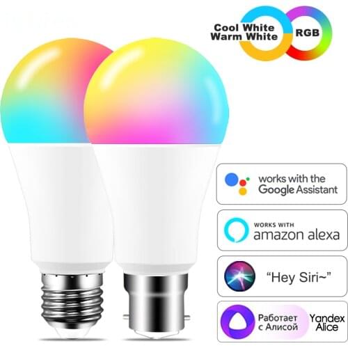 LED Colour Smart Light Bulb WiFi E27 B22 Neon Lamp Siri Voice Control Alexa Google Home Assistant APP Remote Magic Hue RGB White