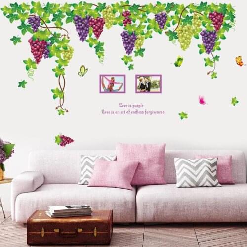 Grape vine Purple grapes wall stickers Vinyl DIY Wall Decals For Living room Sofa Background wall dining room Home Decoration