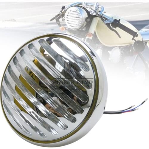 Vintage Motorcycles Metal Retro Chrome Large Grill Cover Finned Halogen Fence Grill Headlight 6.5'' for Harley Bobber Chopper