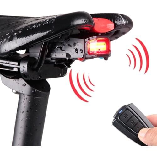 Waterproof Bicycle Rear Light Security Alarm Wireless Remote Bike Light 4 In 1 Lock Alarm Anti-theft Control Smart Taillight