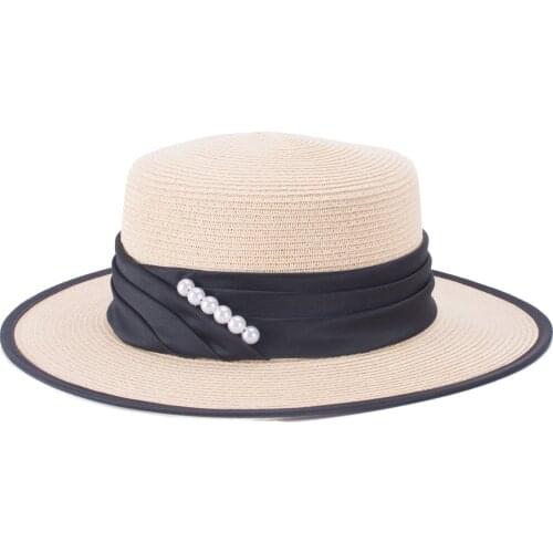 Womens Round Flat Top 100% Starw Porkpie Fedora Boater Wide Brim Bolero Hat T451