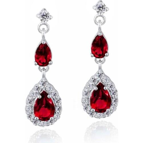Cellacity Luxury Water Drop Shaped Earrings for Women Trendy Silver 925 Jewelry Gemstones Ruby Emerald Sapphire Ear drops Party