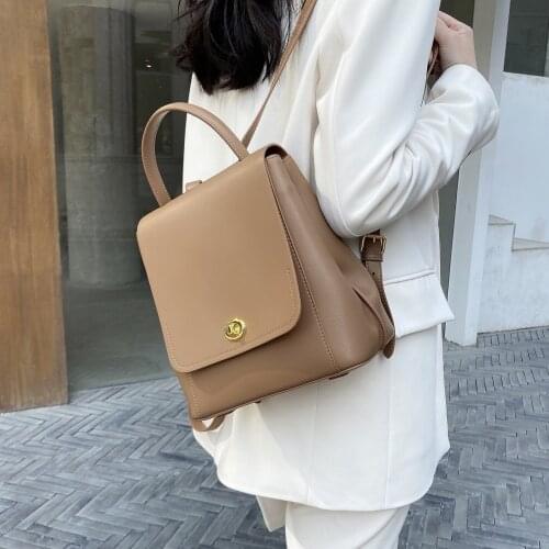 Genuine Leather Backpack Womens Schoolbag Womens Simple Versatile Large Capacity Womens Soft Leather Backpack Bag Fashion