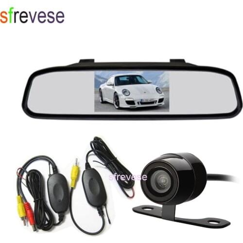 4.3" LCD Mirror Monitor + Waterproof Mini Wireless Reversing Parking Camera Car Rear View Kit 170 Degree