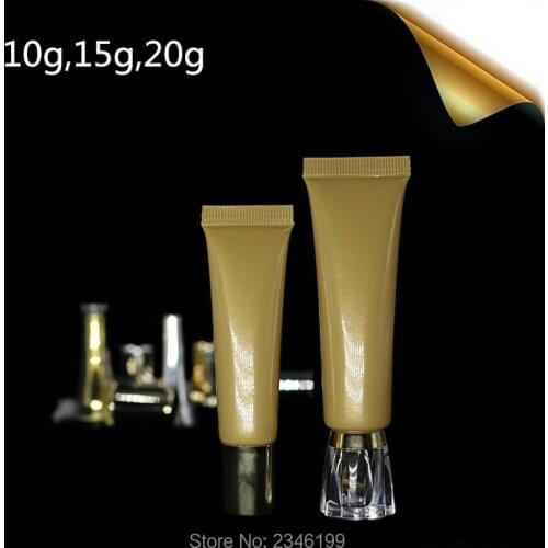 10ML/15ML/20ML 100pcs/Lot,Gold Cosmetic Soft Tube BB CC Container Eye Cream Hand Cream Essence Ointment Empty Packing Tube