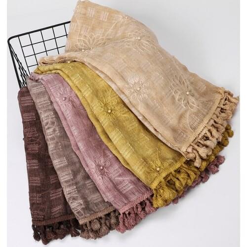 10pcs Fashion Women Pearl Headband Embroidered Tassel HIJABS