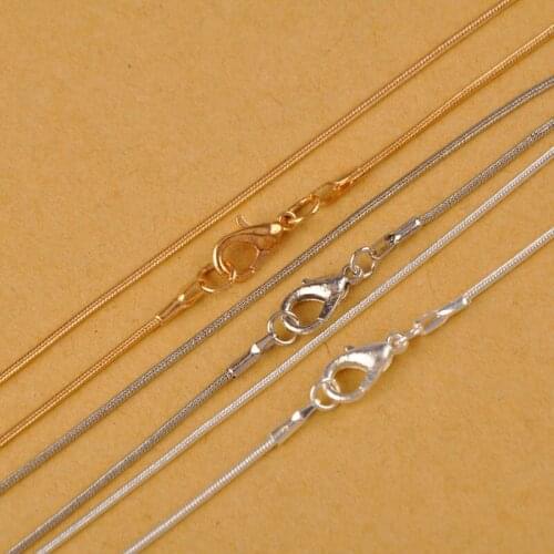 120piece 1.2mm Gold Plated Silver Plated Snake Chain Necklaces Necklace Chains for Pendant Jewelry Making