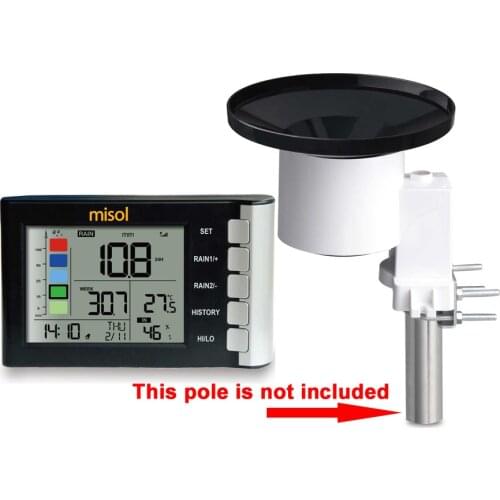 Misol Rain Gauge, LCD display, Temperature Humidity measurement