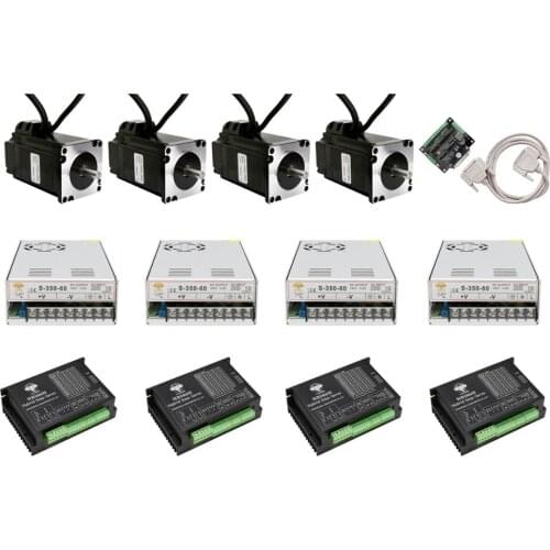 EU Free Ship 4 axis Closed-Loop Stepper motor NEMA34 142mm 9N.m 1278 oz.in 6A 1000line&Servo Driver Power CNC Controller Kit