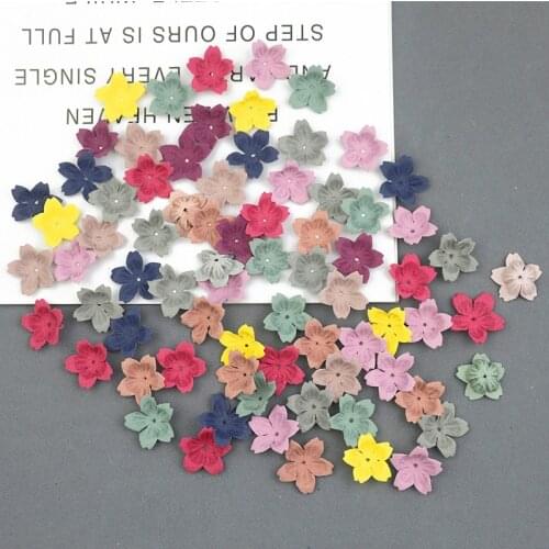 60Pcs Microfiber Stereoscopic Flowers Headwear Accessoriesr DIY Craft Supplie Clothing Garment Decor Kids Scrapbooking Materials