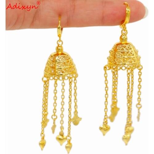 Adixyn Ethnic Long Tassel Earrings for Women Girls Gold Color Drop earrings for women Jewellery Mom Gifts N081816