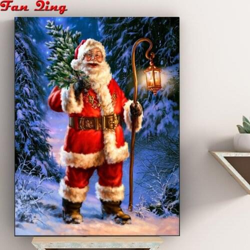 DIY Diamond Mosaic Christmas Santa Claus Needlework Full Square Diamond Painting Cross Stitch Diamond Crystal Wall Art